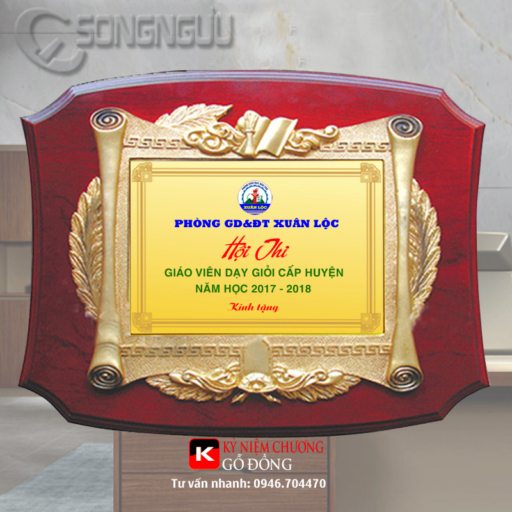 Alternative view of Kỷ niệm chương gỗ đồng lưu niệm 27cm x 37cm