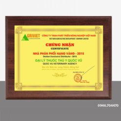 Bảng chứng nhận vàng nhà phân phối