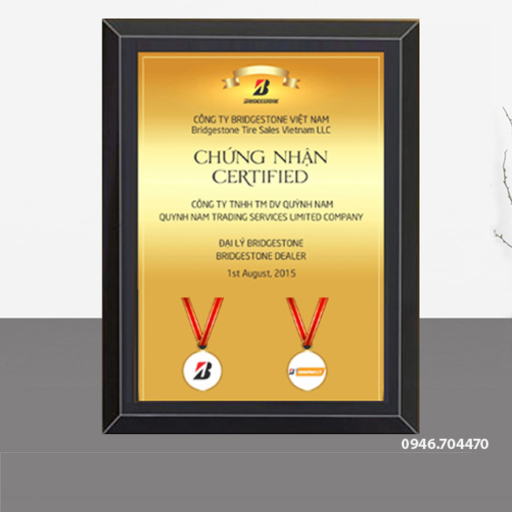 Bảng chứng nhận bằng đồng 27cm x 37cm