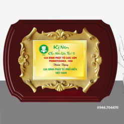 Kỷ niệm chương gỗ đồng lưu niệm 27cm x 37cm