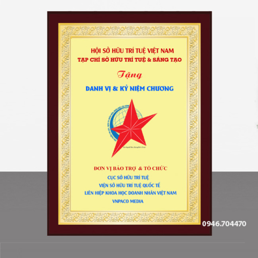 Bảng chứng nhận gỗ đồng 27cm x 37cm