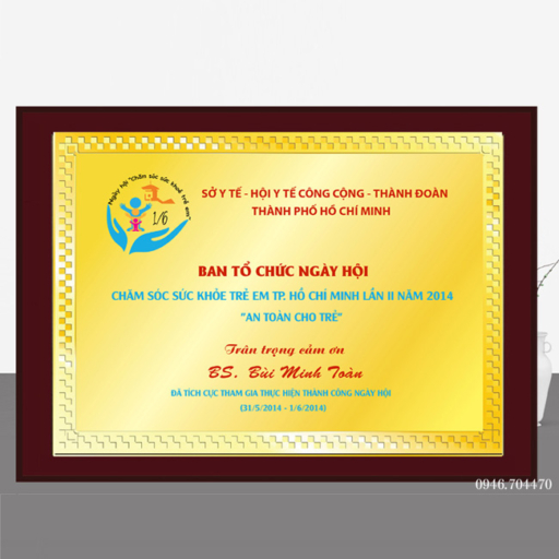 Bảng vàng tri ân 23cm x 30cm