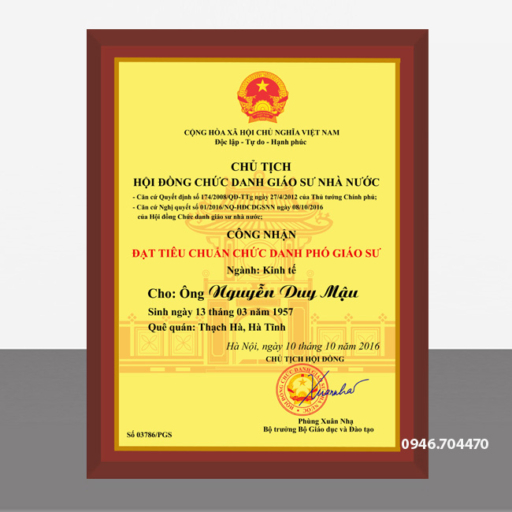 Biểu trưng công nhận bằng gỗ đồng