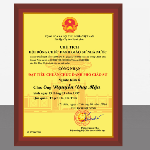 Biểu trưng chứng nhận 27cm x 37cm