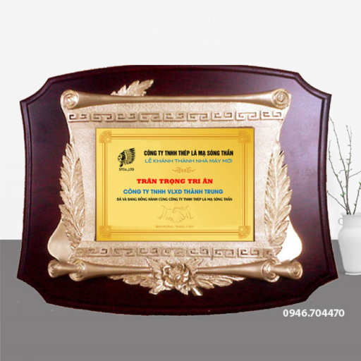 Kỷ niệm chương gỗ đồng 23cm x 30cm