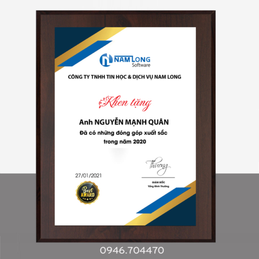 Bảng khen tặng nhân viên