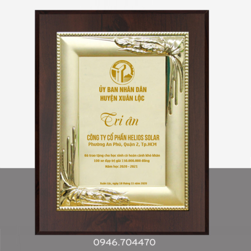 Bảng tri ân nhà tài trợ mạ vàng