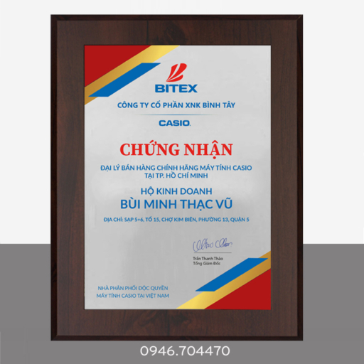 Bảng chứng nhận đại lý bạch kim