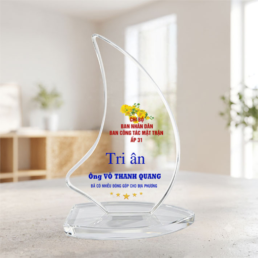 Kỷ niệm chương pha lê tri ân cá nhân có đóng góp cho địa phương