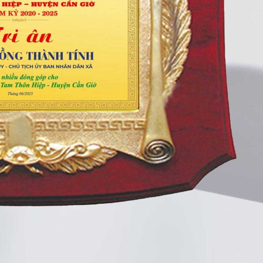 Alternative view of Kỷ niệm niệm chương gỗ tri ân những đóng góp cho địa phương